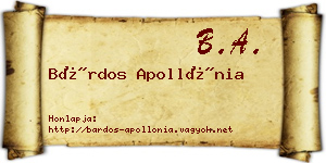 Bárdos Apollónia névjegykártya
